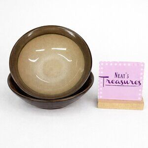 Sango ROMA SAGE 4814 Speckled Tan Farmhouse Ceramic Soup Cereal Bowls Set of 2